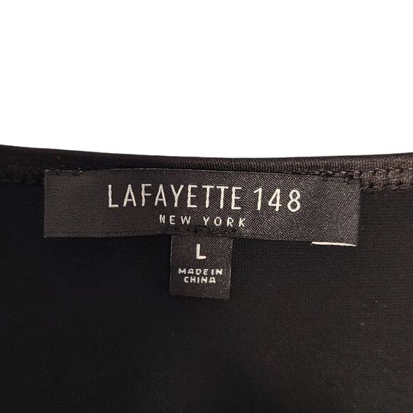 Lafayette 148 Black Viscose Jersey Knit Scoop Neck Long Sleeve Top Tee L - Picture 3 of 4